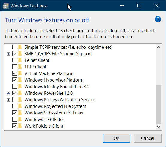windows features